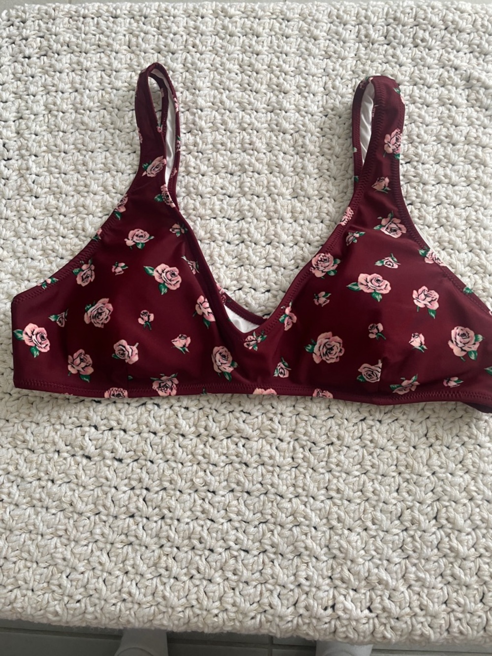 Volcom Burgundy Floral Bikini Top